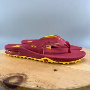 Reef Fanning Pregame Sandals Mens‎ Size 13 Red Yellow Flip Flop Bottle Opener